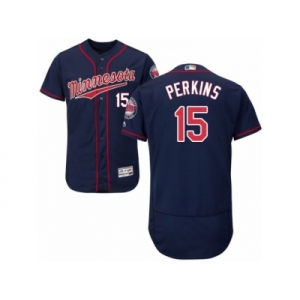 Men's Majestic Minnesota Twins #15 Glen Perkins Navy Blue Flexbase Authentic Collection MLB Jersey