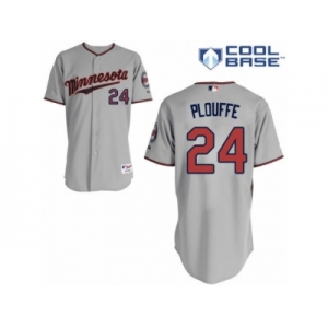 Men's Majestic Minnesota Twins #24 Trevor Plouffe Replica Grey Road Cool Base MLB Jersey