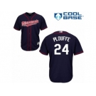 Men's Majestic Minnesota Twins #24 Trevor Plouffe Replica Navy Blue Alternate Road Cool Base MLB Jersey