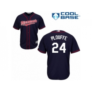 Men's Majestic Minnesota Twins #24 Trevor Plouffe Replica Navy Blue Alternate Road Cool Base MLB Jersey