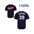 Men's Majestic Minnesota Twins #39 Danny Santana Authentic Navy Blue Alternate Road Cool Base MLB Jersey