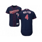 Men's Majestic Minnesota Twins #4 Paul Molitor Navy Blue Flexbase Authentic Collection MLB Jersey