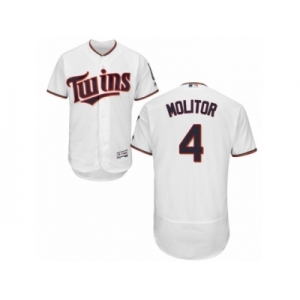 Men's Majestic Minnesota Twins #4 Paul Molitor White Flexbase Authentic Collection MLB Jersey