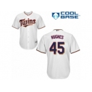 Men's Majestic Minnesota Twins #45 Phil Hughes Authentic White Home Cool Base MLB Jersey