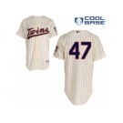 Men's Majestic Minnesota Twins #47 Ricky Nolasco Replica Cream Alternate Cool Base MLB Jersey