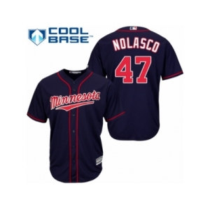 Men's Majestic Minnesota Twins #47 Ricky Nolasco Replica Navy Blue Alternate Road Cool Base MLB Jersey