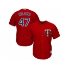 Men's Majestic Minnesota Twins #47 Ricky Nolasco Replica Scarlet Alternate Cool Base MLB Jersey