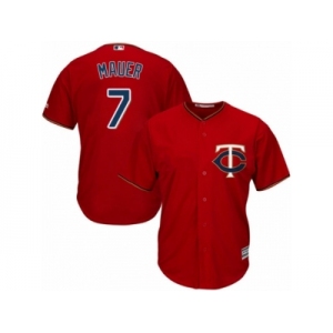 Men's Majestic Minnesota Twins #7 Joe Mauer Replica Scarlet Alternate Cool Base MLB Jersey