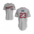 Men's Minnesota Twins #23 Nelson Cruz Replica Grey Road Cool Base Baseball Jersey