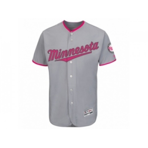 Men's Minnesota Twins Majestic Blank Gray Fashion 2016 Mother's Day Flex Base Team Jersey