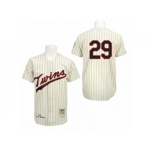 Men's Mitchell and Ness 1969 Minnesota Twins #29 Rod Carew Replica Cream Throwback MLB Jersey