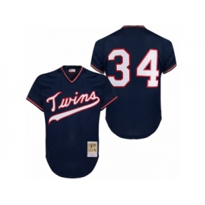 Men's Mitchell and Ness 1985 Minnesota Twins #34 Kirby Puckett Authentic Navy Blue Throwback MLB Jersey