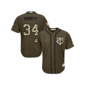 Minnesota Twins #34 Kirby Puckett Green Salute to Service Stitched Baseball Jersey