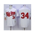 Mitchell And Ness 1991 Minnesota Twins #34 Kirby Puckett White(Blue Strip) Throwback Stitched Baseball Jersey