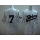 mlb Minnesota Twins #7 mauer 50th white(blue strip)