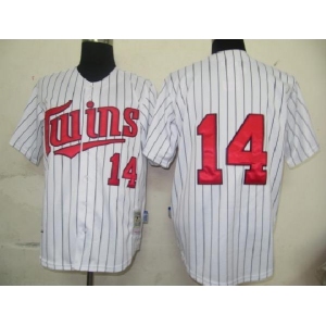 mlb jersey minnesota twins #14 hrbek m&n white[black strip]