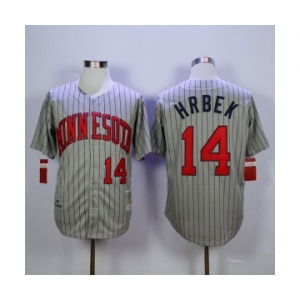 mlb jerseys minnesota twins #14 hrbek grey(black strip)[1987 m&n]