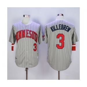 mlb jerseys minnesota twins #3 killebrew grey(black strip)[m&n]