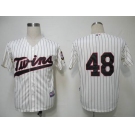 mlb jerseys minnesota twins #48 pavano cream(blue strip)