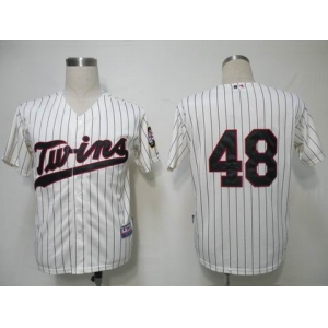 mlb jerseys minnesota twins #48 pavano cream(blue strip)