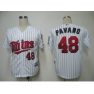 mlb jerseys minnesota twins #48 pavano white(blue strip)