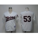 mlb jerseys minnesota twins #53 blackburn cream(blue strip) cool base