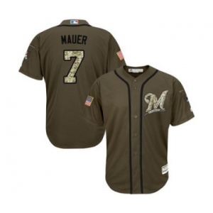 mlb jerseys minnesota twins #7 joe mauer green salute to service