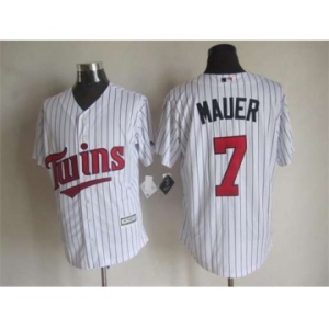 mlb jerseys minnesota twins #7 mauer white-1(blue strip)