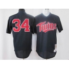 mlb mesh batting practice jersey minnesota twins #34 puckett m&n black