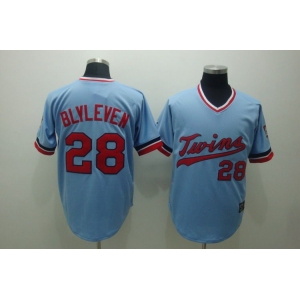mlb minnesota twins #28 blvleven baby blue[cooperstown throwback]
