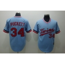 mlb minnesota twins #34 puckett baby blue[cooperstown throwback]