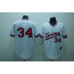 mlb minnesota twins #34 puckett white(cooperstown throwback)
