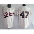 mlb minnesota twins #47 liriano cream