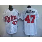 mlb minnesota twins #47 liriano white(blue strip)2010