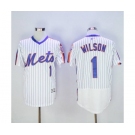 Men New York Mets #1 Mookie Wilson Majestic White Alternate Flexbase Authentic Collection Player Jersey