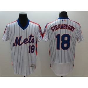 Men New York Mets #18 Darryl Strawberry Majestic White Alternate Flexbase Authentic Collection Player Jersey