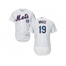 Men New York Mets #19 Jay Bruce White(Blue Strip) Flexbase Authentic Collection Stitched MLB Jersey