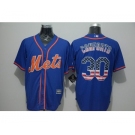 Men New York Mets #30 Michael Conforto Blue USA Flag Fashion Cool Base Jersey