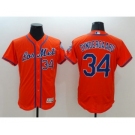 Men New York Mets #34 Noah Syndergaar Majestic Orange Flexbase Authentic Collection Player Jersey