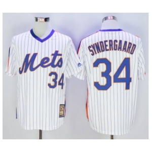Men New York Mets #34 Noah Syndergaard Majestic White Cool Base Cooperstown Collection Player Jersey