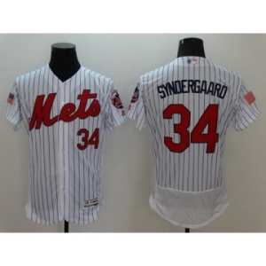 Men New York Mets #34 Noah Syndergaard White Stars & Stripes 2016 Independence Day Flex Base Jersey