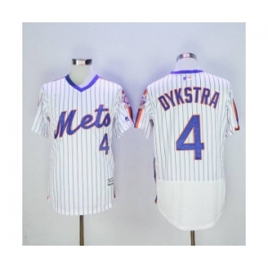 Men New York Mets #4 Lenny Dykstra Majestic White Alternate Flexbase Authentic Collection Player Jersey