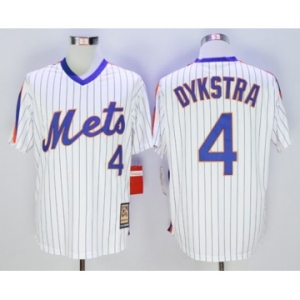 Men New York Mets #4 Lenny Dykstra Majestic White Cool Base Cooperstown Collection Player Jersey