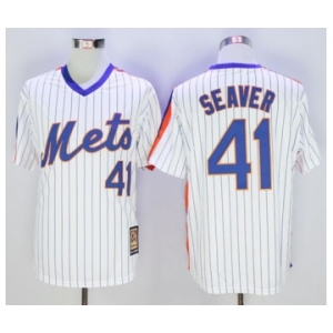 Men New York Mets #41 Tom Seaver Majestic White Cool Base Cooperstown Collection Player Jersey