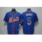 Men New York Mets #5 David Wright Blue USA Flag Fashion Cool Base Jersey