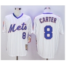 Men New York Mets #8 Gary Carter Majestic White Cool Base Cooperstown Collection Player Jersey