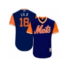 Men's 2017 Little League World Series Mets #18 Travis DArnaud Lil D Royal Jersey