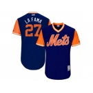 Men's 2017 Little League World Series Mets #27 Jeurys Familia La Fama Royal Jersey