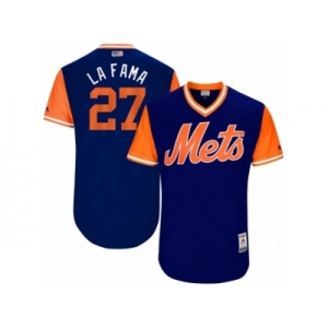 Men's 2017 Little League World Series Mets #27 Jeurys Familia La Fama Royal Jersey