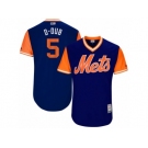 Men's 2017 Little League World Series Mets #5 David Wright D-Dub Royal Jersey